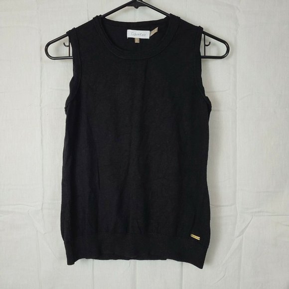 Black Sleeveless Pullover Vest Sweater 